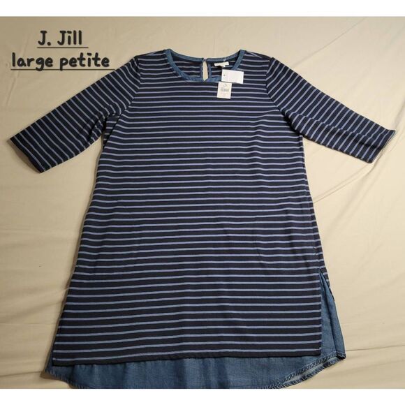 J. Jill Dresses & Skirts - J Jill women's dess New tags large striped  tunic  denim trim 100% cotton